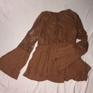 Brown Floral lace long sleeve.